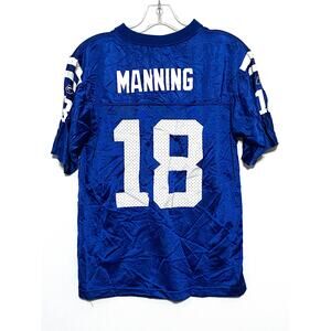 VTG Reebok Peyton Manning 18 Indianapolis Colts NFL Blue Jersey Boys L 14-16